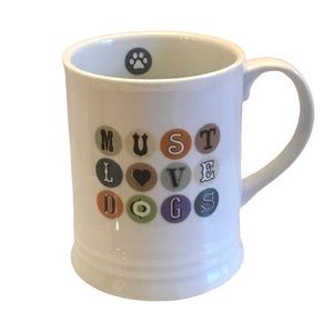FRINGE Mug Dog Love  14oz.“ Must Love Dogs” White Ceramic